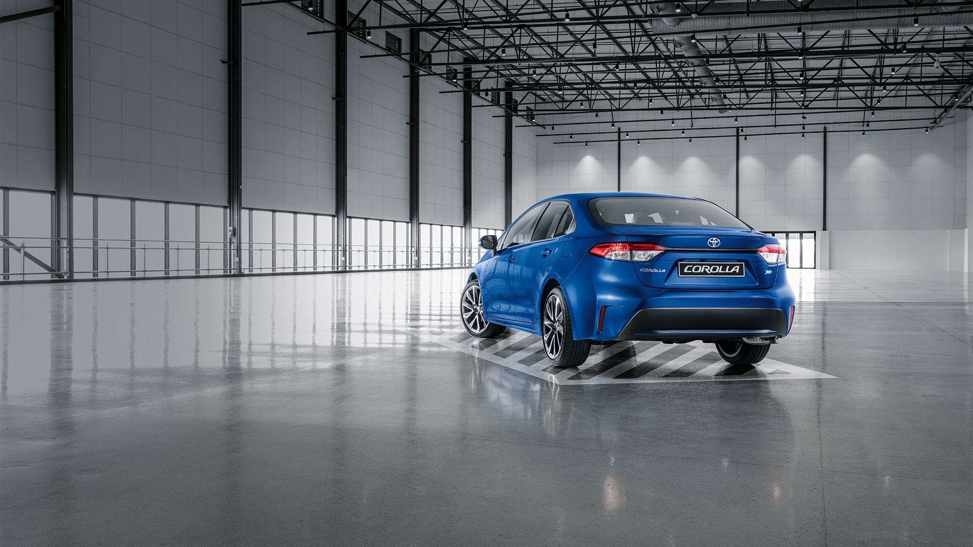 Rear bumper of blue toyota corolla