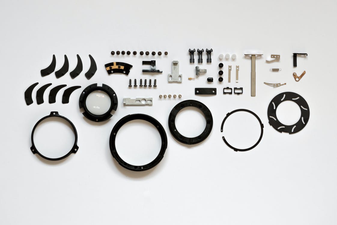 car parts laid out