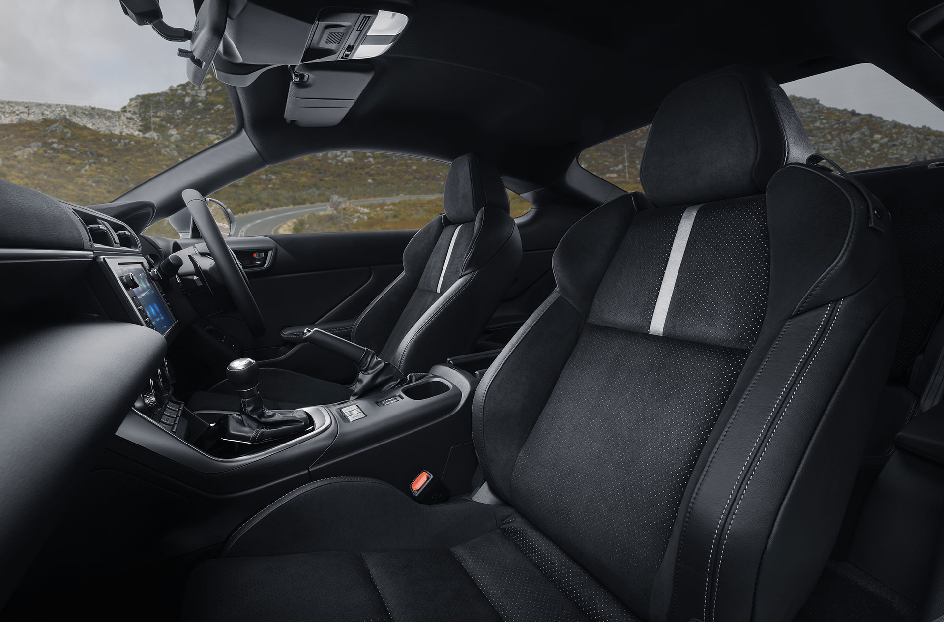 The all-black interior of the GR86