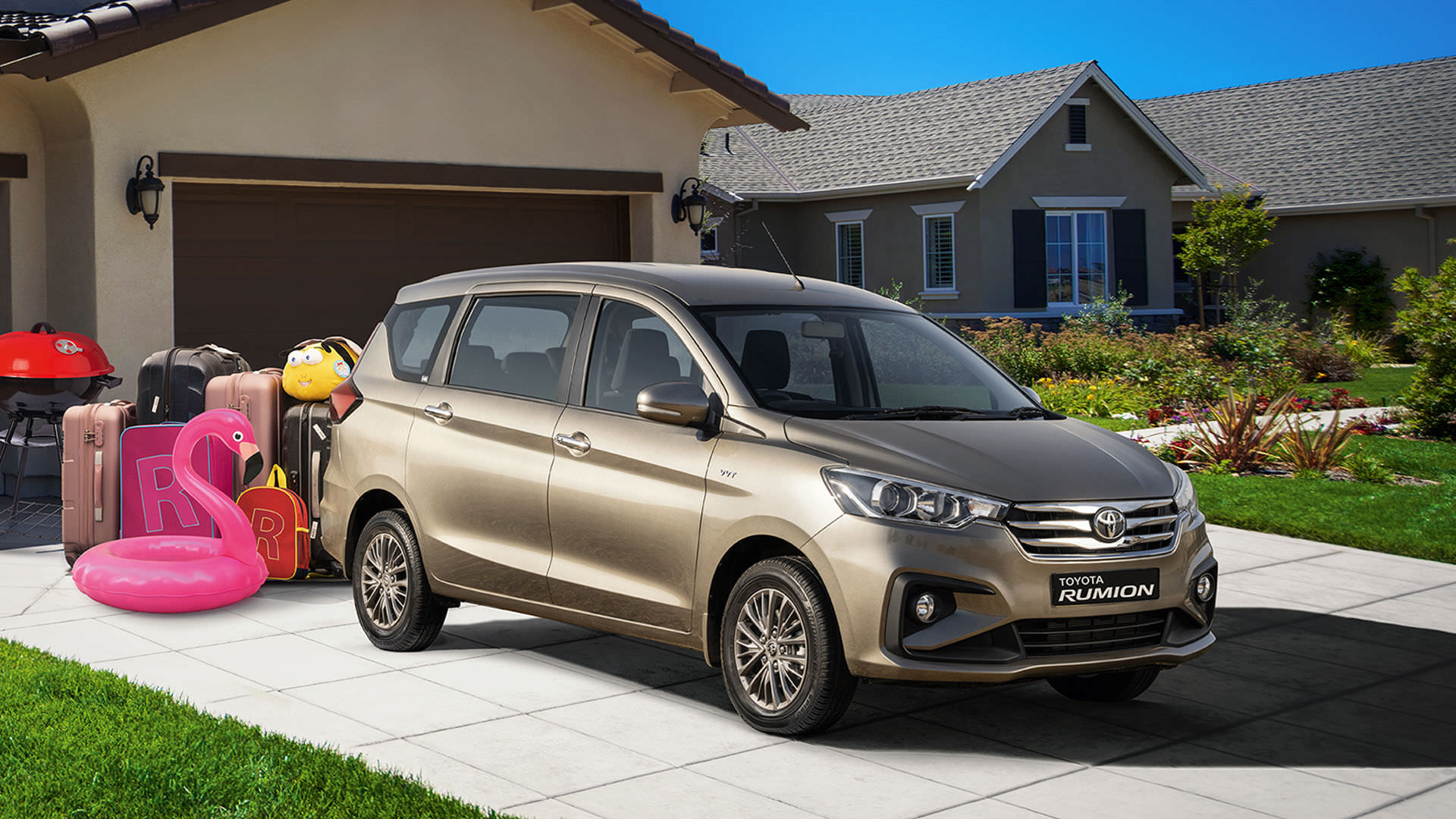 Toyota rumion outside of suburban house