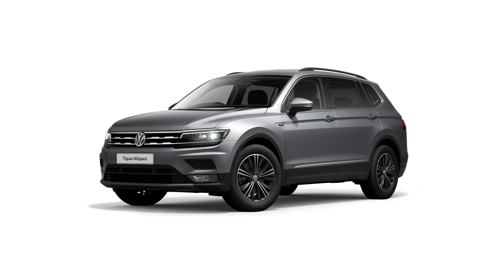 pyrite silver VW Tiguan Allspace vehicle in studio