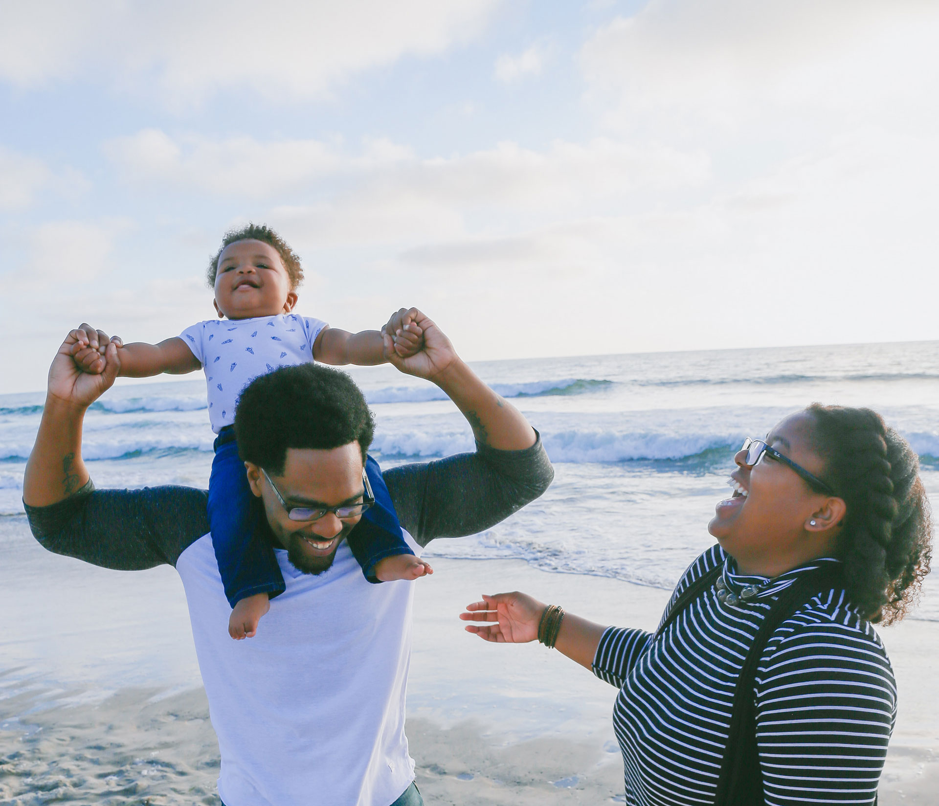 View of a family on a beach