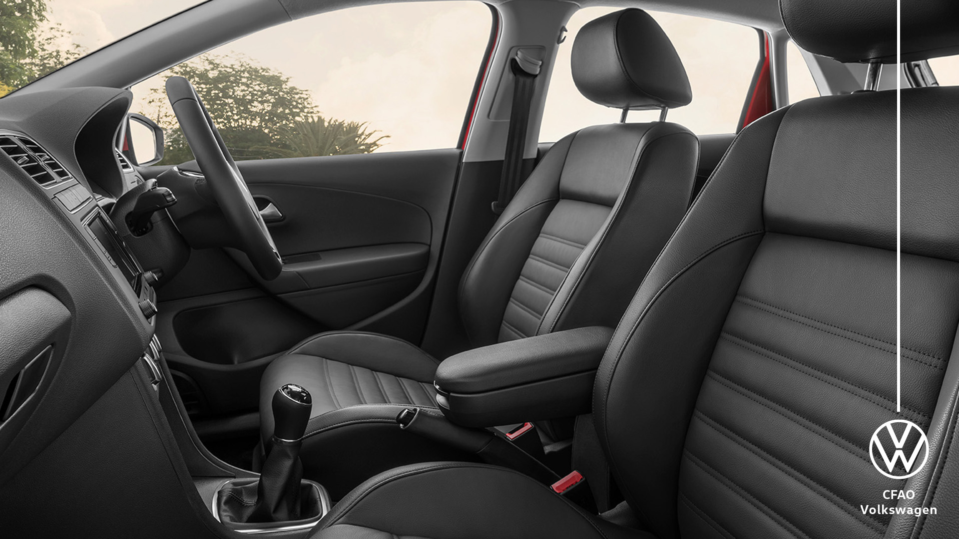 View of inside front seat